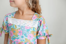 Load image into Gallery viewer, Kids Vintage Floral &amp; Lace Tiered Square Neck Spring Dress