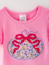 Load image into Gallery viewer, Halloween Girls Pumpkin Applique Top + Floral Print Pants Set