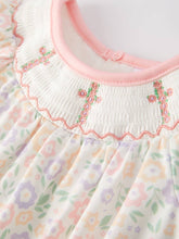 Load image into Gallery viewer, Easter Cross Smocking Embroidery Colorful Romper