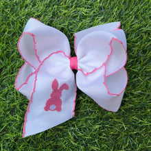 Load image into Gallery viewer, 5" Easter embroidered hair bows with moon stitch trim. 3PCS/$12.00