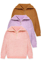 Load image into Gallery viewer, TWS-Y25-9036T Toddler's Pullover Lurex Sweater w/ Zip Front