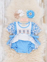 Load image into Gallery viewer, Breezy Bunnies Embroidered Bubble Romper