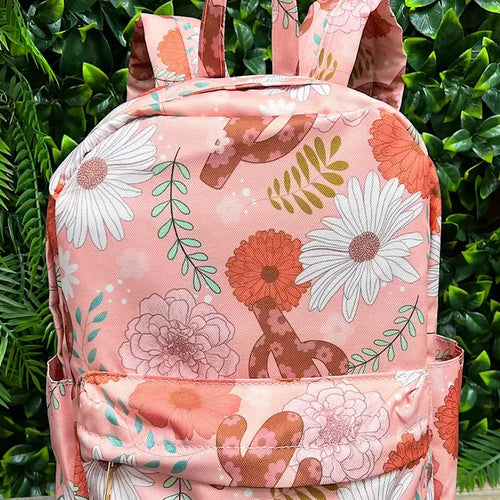 Mauve floral/cactus backpack-toddler