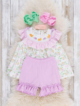 Load image into Gallery viewer, Floral Bunny Rabbits Smocked Ruffle Outfit
