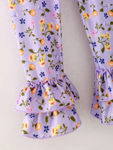 Load image into Gallery viewer, Halloween Girls Pumpkin Applique Top + Floral Print Pants Set