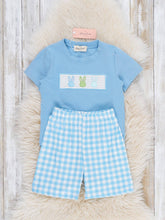 Load image into Gallery viewer, Bunny Lineup Gingham Smocked Outfit