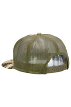 Load image into Gallery viewer, Camouflage Cotton Poly Blend 7 Panel Flat Bill Trucker Hat