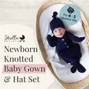 Knotted Baby Gown and Hat Set