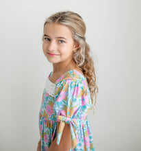 Load image into Gallery viewer, Kids Vintage Floral &amp; Lace Tiered Square Neck Spring Dress