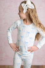 Load image into Gallery viewer, Girls Coquette Blue Bow Cable Knit Flare bottom Set