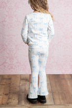Load image into Gallery viewer, Girls Coquette Blue Bow Cable Knit Flare bottom Set