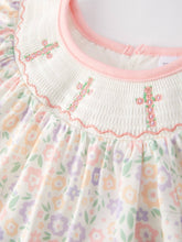 Load image into Gallery viewer, Easter Cross Smocking Embroidery Colorful Dress
