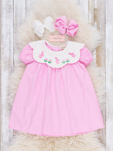 Load image into Gallery viewer, Blooming Bunny Embroidered 100% Cotton Dress