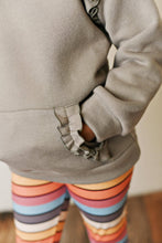 Load image into Gallery viewer, Kids Gray Ruffle Hoodie and Rainbow Stripe Leggings Fall Set