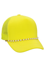 Load image into Gallery viewer, Faux Pearl Chain Foam Mesh Trucker Hat