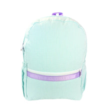 Load image into Gallery viewer, Mermaid Seersucker Medium Backpack w/ Pocket | Mint