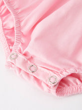 Load image into Gallery viewer, Girls Easter Bunny Smocking Embroidered Lace Cuff Pink Romper