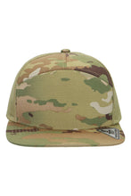Load image into Gallery viewer, Camouflage Cotton Poly Blend 7 Panel Flat Bill Trucker Hat