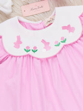 Load image into Gallery viewer, Blooming Bunny Embroidered 100% Cotton Dress