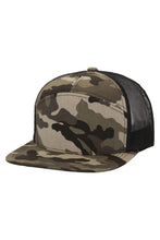 Load image into Gallery viewer, Camouflage Cotton Poly Blend 7 Panel Flat Bill Trucker Hat
