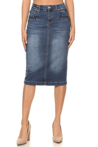 Medium Wash Non-Distressed Denim Skirt