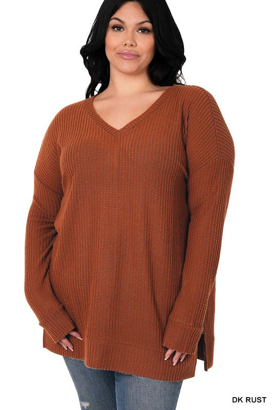 V-Neck Waffle Top