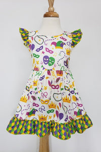 Mardi gras flutter dress