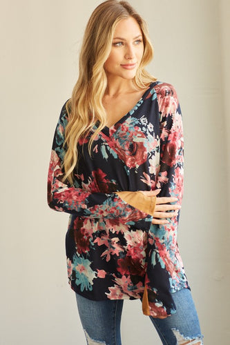 Navy Floral Long Sleeve