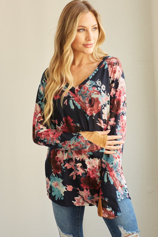 Navy Floral Long Sleeve