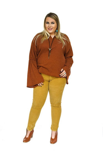 Mustard Mid Rise Corduroy Pants