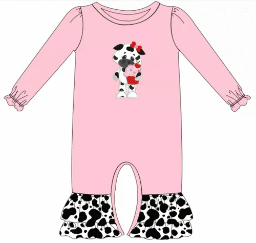 Pink cow w/cupcake romper