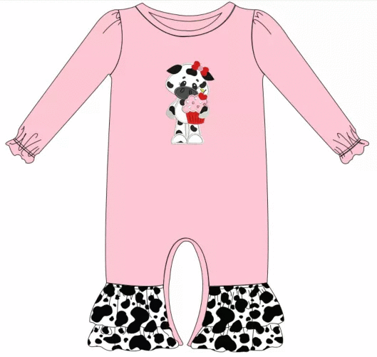 Pink cow w/cupcake romper