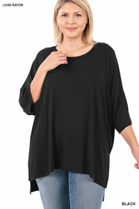 Black Dolman Half-Sleeve Top