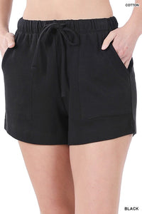 Cotton Drawstring Waist Shorts