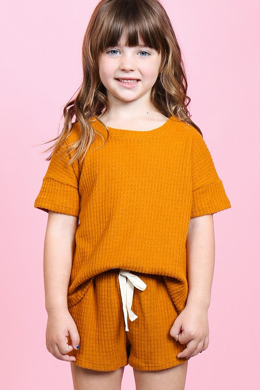 Kids Waffle Knit Top and Short Set