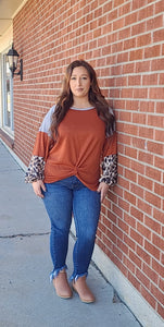 Rust Block Sleeve Top