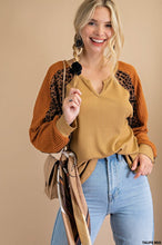 Load image into Gallery viewer, Boho Knit top with leopard