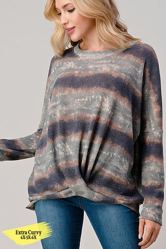 Blue grey striped twist band extended plus