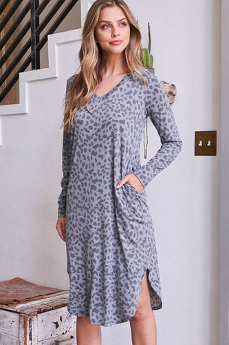 Long Sleeve Leopard Dress