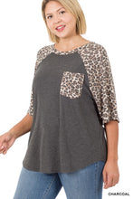 Load image into Gallery viewer, Leopard Sleeve Raglan top