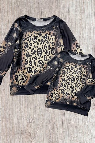 Mom and Me Bleached Leopard Sweatshirt