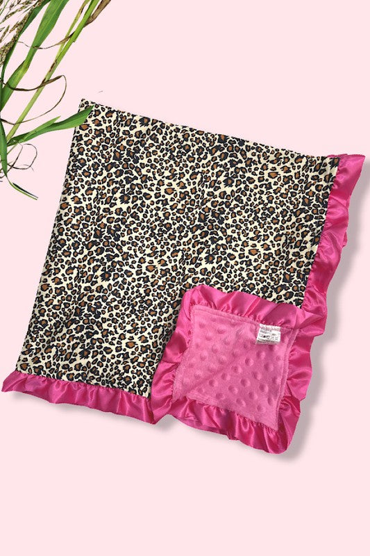 Leopard hot pink ruffle blanket