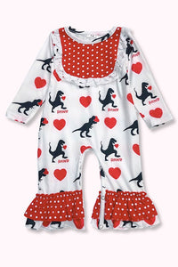 Red & White Dino Rawr Romper