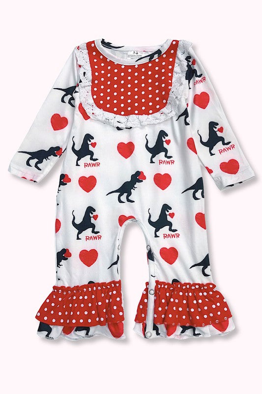 Red & White Dino Rawr Romper