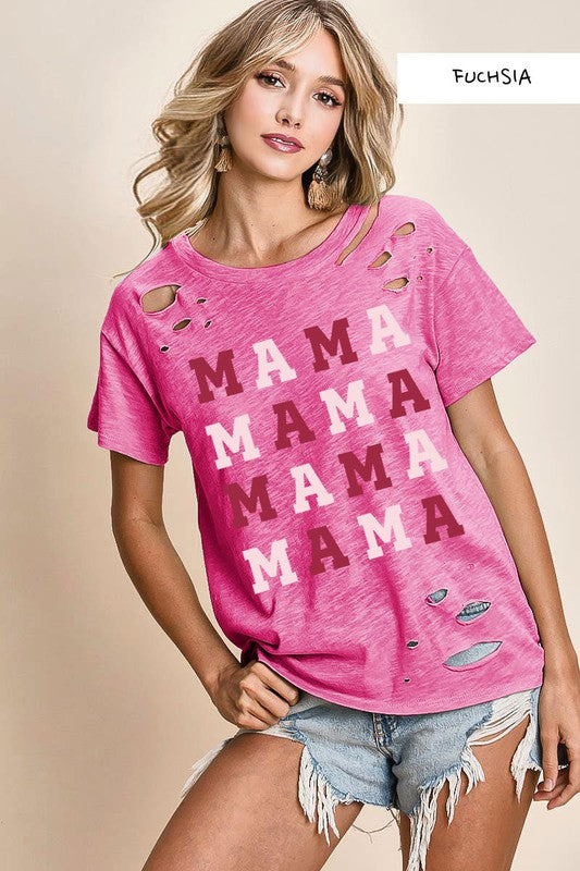 Distressed pink MAMA Tee 59