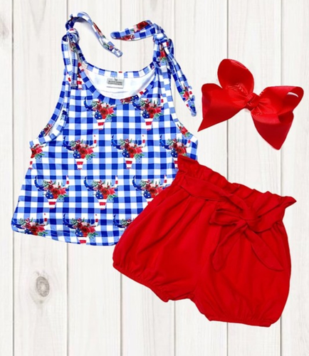 Red Blue cow 2pc