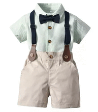 Load image into Gallery viewer, Striped/khaki suspender set