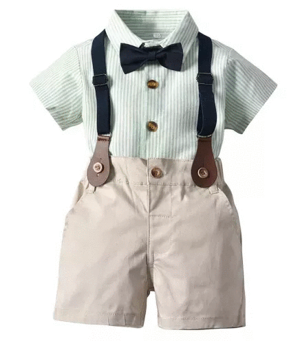 Striped/khaki suspender set