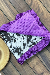 Purple Ruffle Cow Blanket