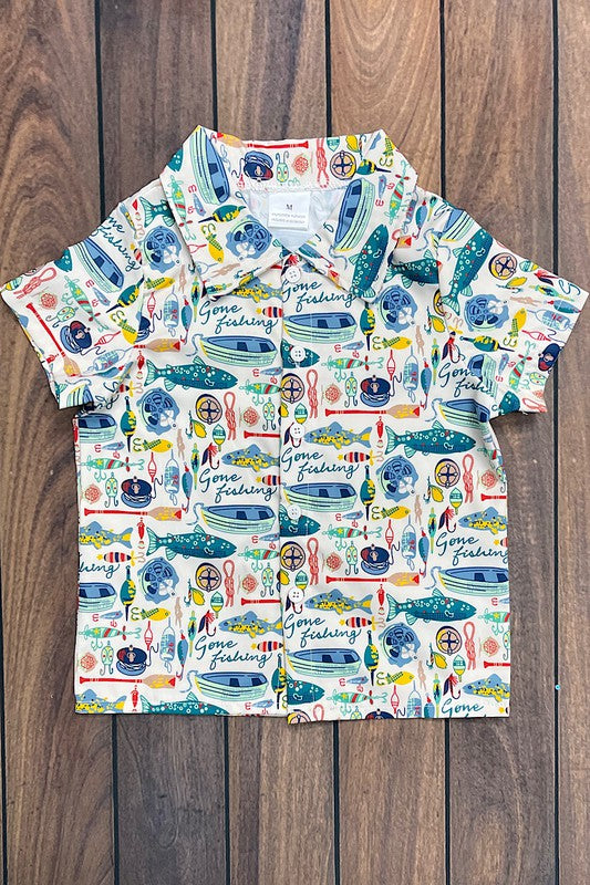 Gone Fishing Button Up